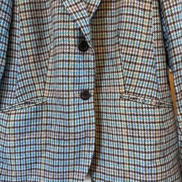 Women Talbots Blue/Multicolor Houndstooth Wool Blend Blazer-Size 10 *Runs Small‎ - Picture 9 of 10